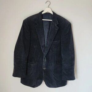 OFF-BLACK / DARK NAVY 46R Lands' End Corduroy Blazer.